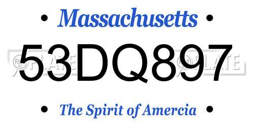 53DQ897 Massachusetts License Plate