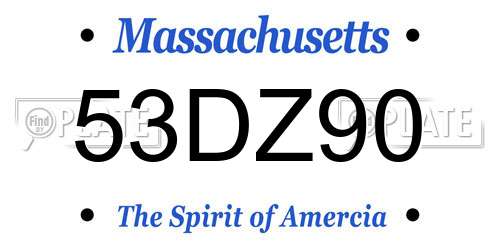 53DZ90 Massachusetts License Plate