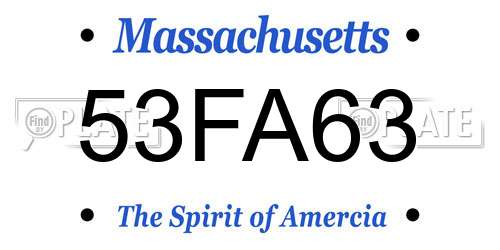 53FA63 Massachusetts License Plate