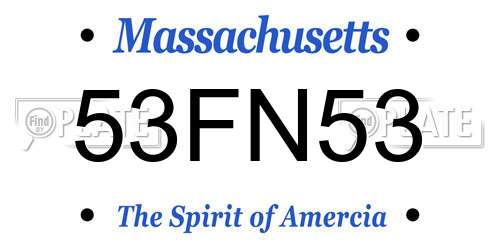 53FN53 Massachusetts License Plate