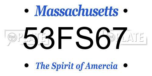 53FS67 Massachusetts License Plate