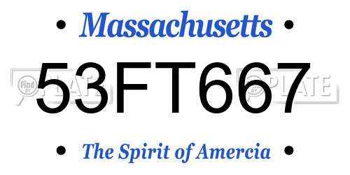 53FT667 Massachusetts License Plate