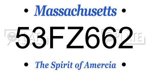 53FZ662 Massachusetts License Plate