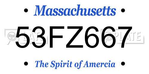 53FZ667 Massachusetts License Plate
