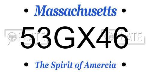 53GX46 Massachusetts License Plate