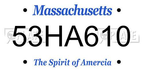 53HA610 Massachusetts License Plate