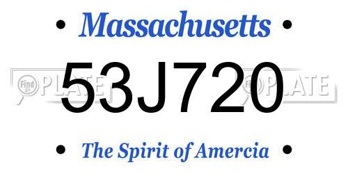 53J720 Massachusetts License Plate