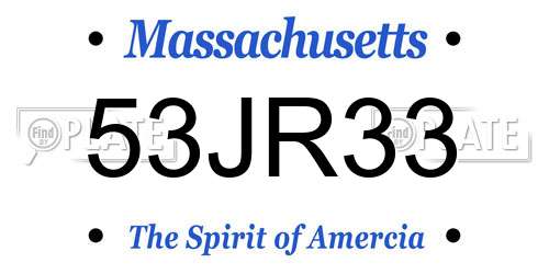 53JR33 Massachusetts License Plate