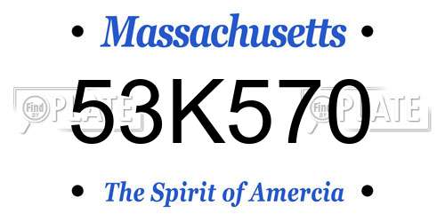 53K570 Massachusetts License Plate