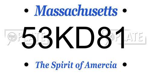 53KD81 Massachusetts License Plate