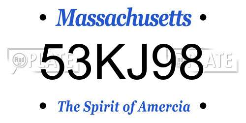 53KJ98 Massachusetts License Plate