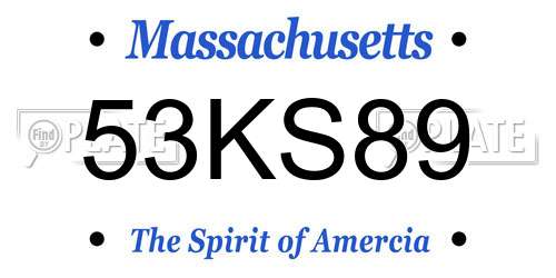 53KS89 Massachusetts License Plate