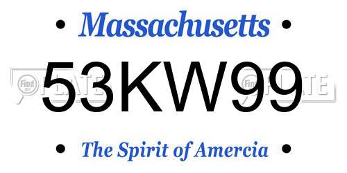53KW99 Massachusetts License Plate