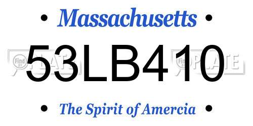 53LB410 Massachusetts License Plate