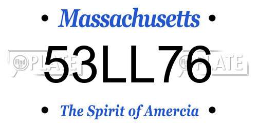 53LL76 Massachusetts License Plate