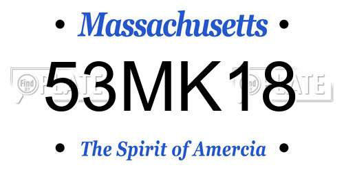 53MK18 Massachusetts License Plate