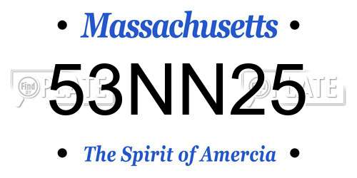 53NN25 Massachusetts License Plate