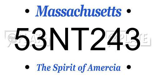 53NT243 Massachusetts License Plate