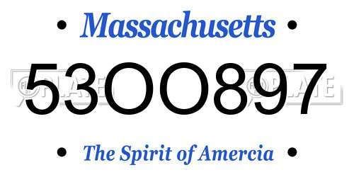 53OO897 Massachusetts License Plate