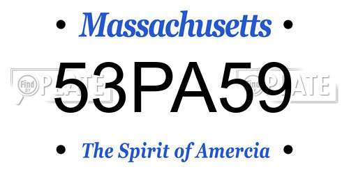 53PA59 Massachusetts License Plate