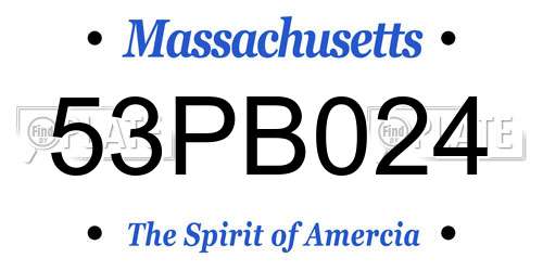 53PB024 Massachusetts License Plate