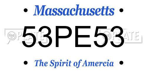 53PE53 Massachusetts License Plate