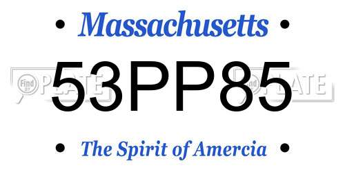 53PP85 Massachusetts License Plate