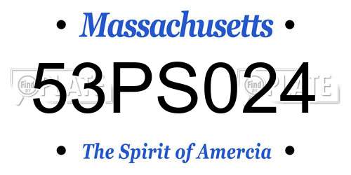 53PS024 Massachusetts License Plate