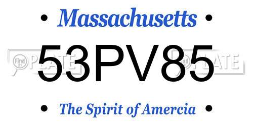 53PV85 Massachusetts License Plate