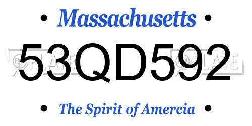 53QD592 Massachusetts License Plate