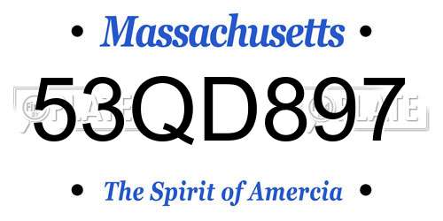 53QD897 Massachusetts License Plate