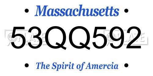 53QQ592 Massachusetts License Plate