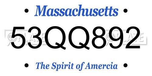 53QQ892 Massachusetts License Plate