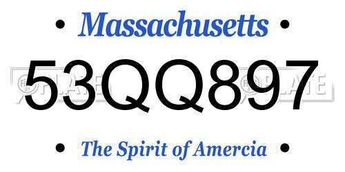 53QQ897 Massachusetts License Plate