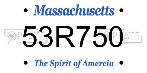 53R750 Massachusetts License Plate
