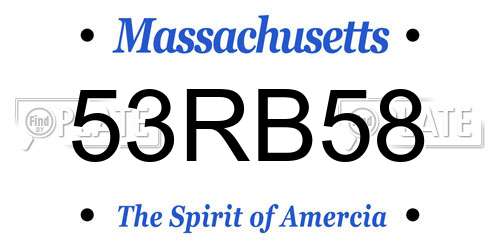 53RB58 Massachusetts License Plate