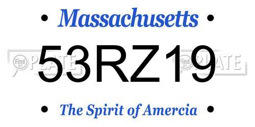 53RZ19 Massachusetts License Plate