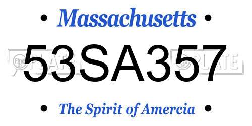 53SA357 Massachusetts License Plate