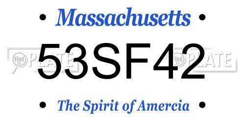 53SF42 Massachusetts License Plate