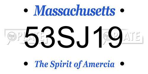 53SJ19 Massachusetts License Plate