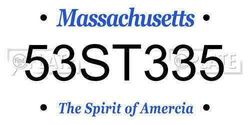 53ST335 Massachusetts License Plate