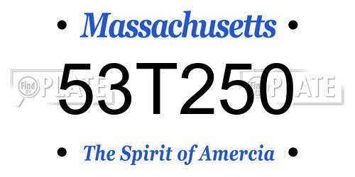 53T250 Massachusetts License Plate