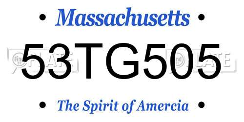53TG505 Massachusetts License Plate
