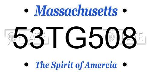 53TG508 Massachusetts License Plate