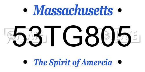 53TG805 Massachusetts License Plate