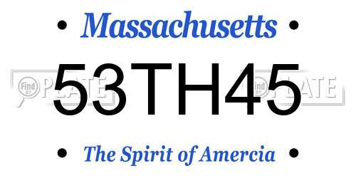 53TH45 Massachusetts License Plate