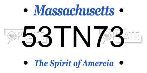 53TN73 Massachusetts License Plate