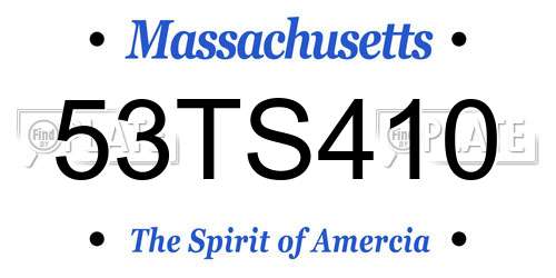 53TS410 Massachusetts License Plate