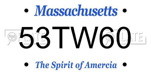 53TW60 Massachusetts License Plate