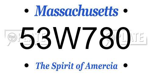 53W780 Massachusetts License Plate